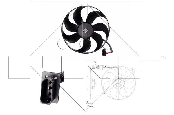 NRF 47204: Radiatora ventilators 350mm, bez radiatora ventilatora rāmja (Rāmis)
