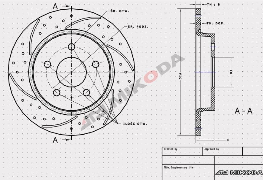 MIKODA 0573S: Disc de frână Ř: 268mm, cu fante/perforat, Ř: 268mm GT