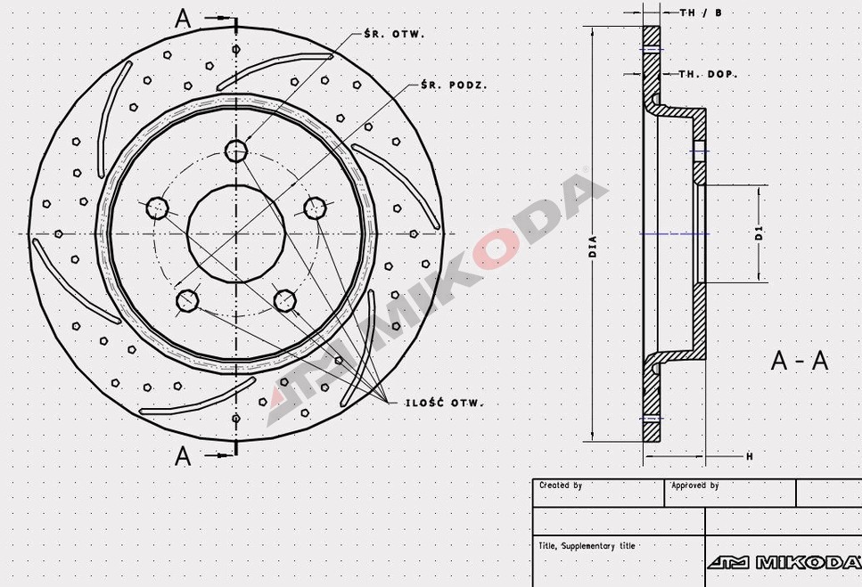 MIKODA 0928S: Disc de frână Ř: 250mm, cu fante/perforat, Ř: 250mm GT