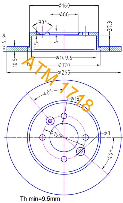 MIKODA 1718: Piduriketas Ø: 265mm, täis, Ø: 265mm