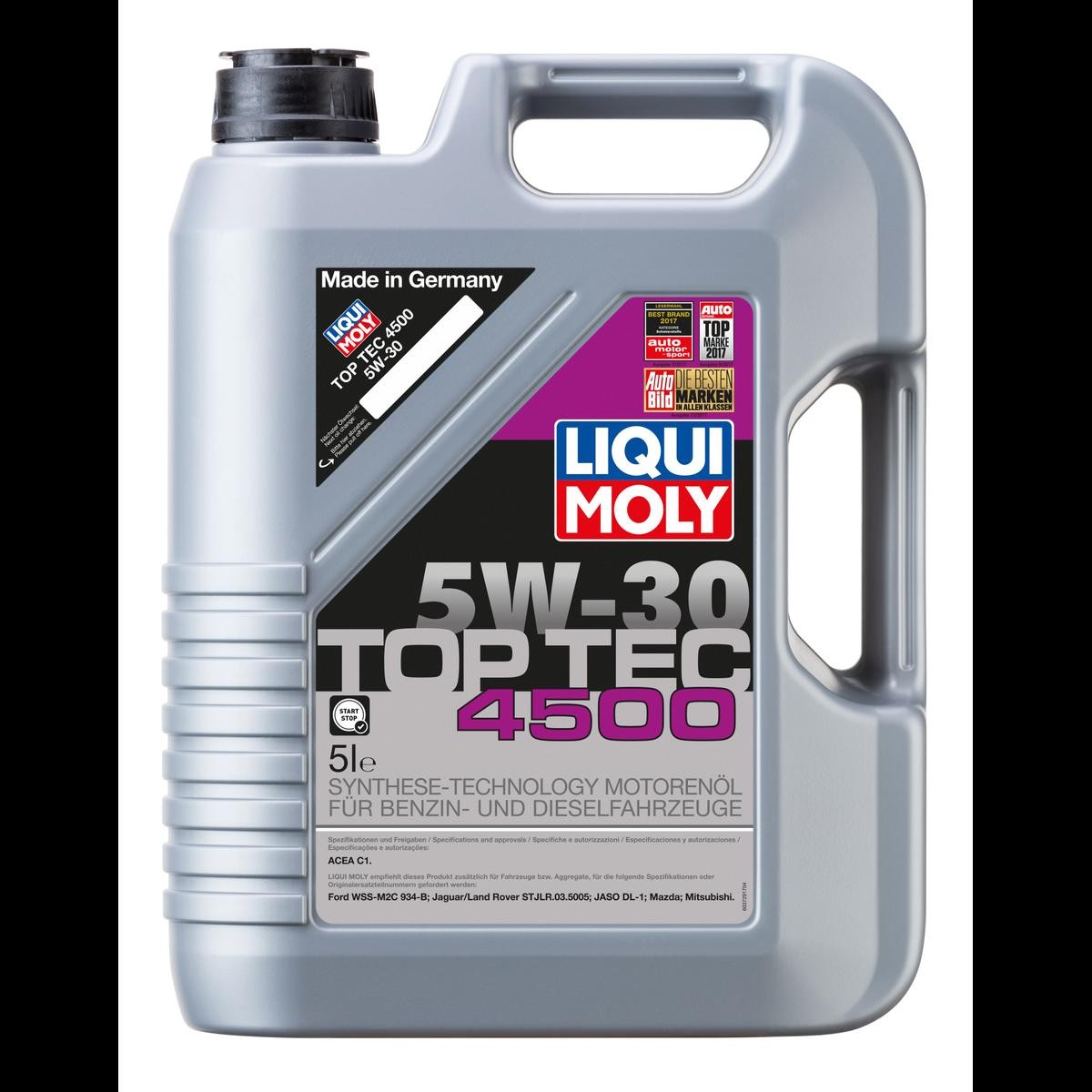LIQUI MOLY 3729: Moottoriöljy 5l, 5W-30 Top Tec, 4500