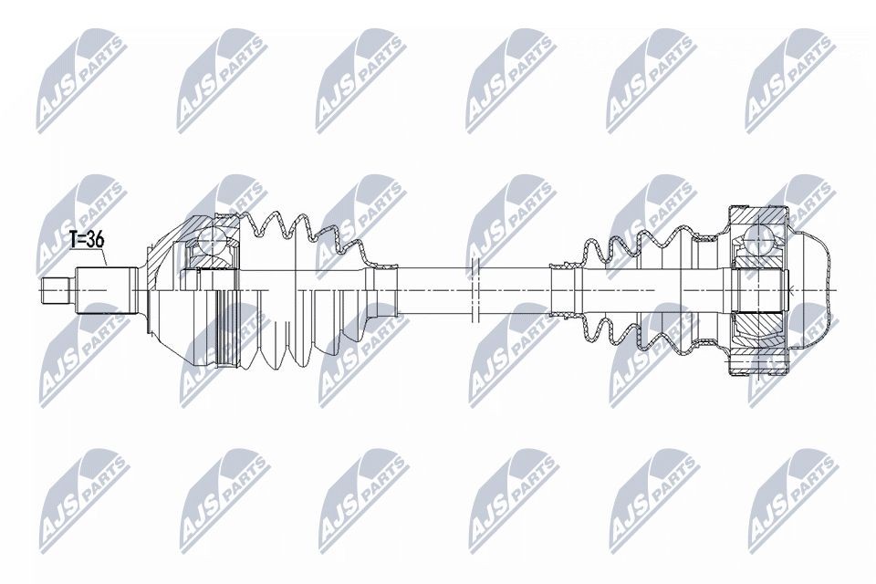 NTY NPW-VW-246: Piedziņas vārpsta Priekšējais tilts pa labi, 824mm