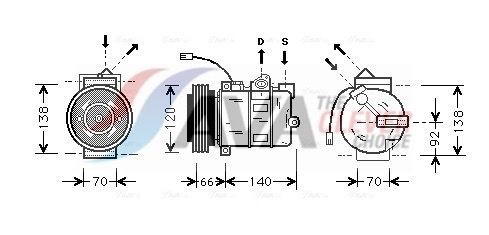 AVA COOLING SYSTEMS AIAK150: Compresor AC ** CLEVER FIT ** cu elei compresor-PAG, cu ambreiaj magnetic, cu dioda