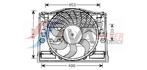 AVA COOLING SYSTEMS BW7513: Ventilator, radiator 418mm, cu unitate de control, cu rama aerisire radiator, cu rezistenta