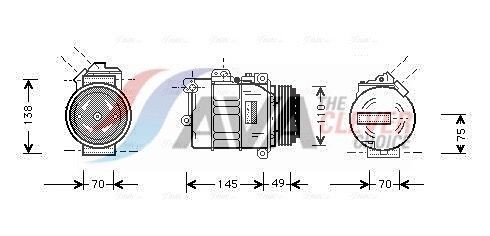 AVA COOLING SYSTEMS BWAK237: Kliimakompressor ** CLEVER FIT ** ilma PAG-kompressoriõli, koos magnetsiduriga, ilma dioodita