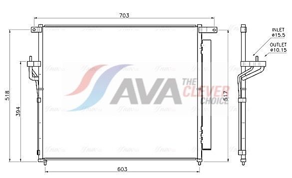 AVA COOLING SYSTEMS CN5174: Kondensator, klimaanlegg uten tørker