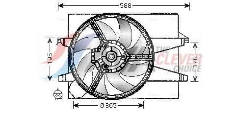 AVA COOLING SYSTEMS FD7542: Kjølevifte 362mm, 362mm, uten styring, med kjølerøufteramme (kant), uten motstand