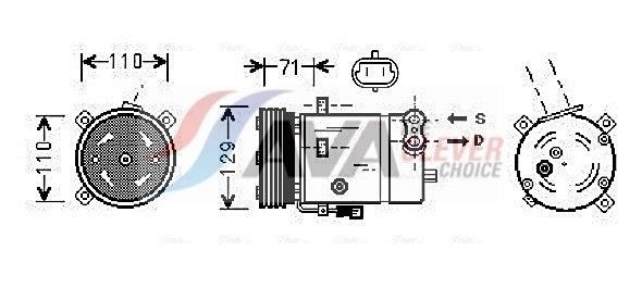 AVA COOLING SYSTEMS OLAK276: Compresor AC ** CLEVER FIT ** fara ulei compresor-PAG, cu ambreiaj magnetic, fara dioda
