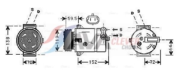 AVA COOLING SYSTEMS OLK279: Kliimakompressor ** CLEVER FIT ** PAG-kompressoriõliga