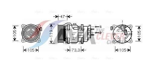 AVA COOLING SYSTEMS PEK242: Aircopomp ** CLEVER FIT ** Met PAG compressorolie