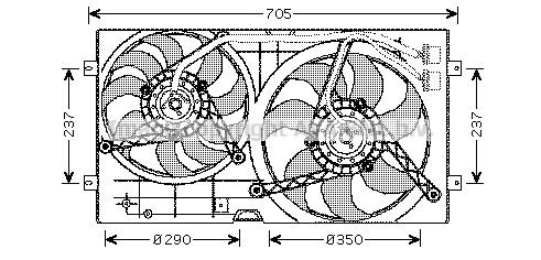 AVA COOLING SYSTEMS VW7503: Ventilator, radiator 350mm, fara rama aerisire radiator