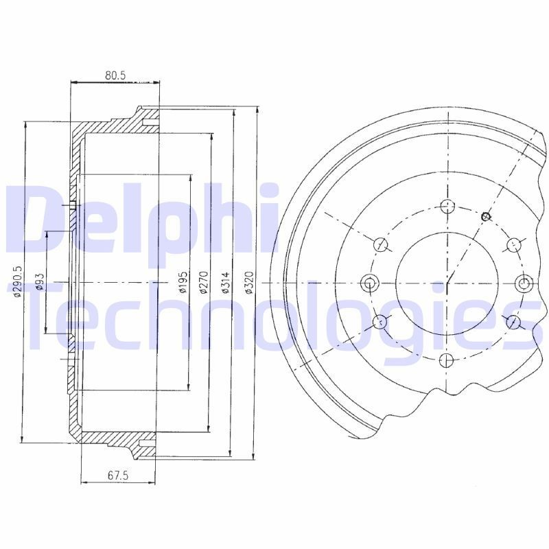 DELPHI BF470: Piduritrummel 320mm