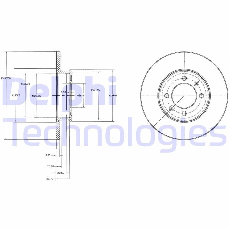 DELPHI BG3261: Piduriketas Ø: 240mm, täis, Ø: 240mm, õlitatud