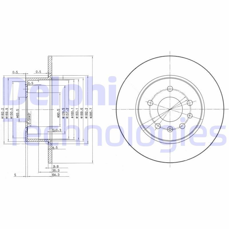 DELPHI BG3274: Piduriketas Ø: 286mm, täis, Ø: 286mm, õlitatud