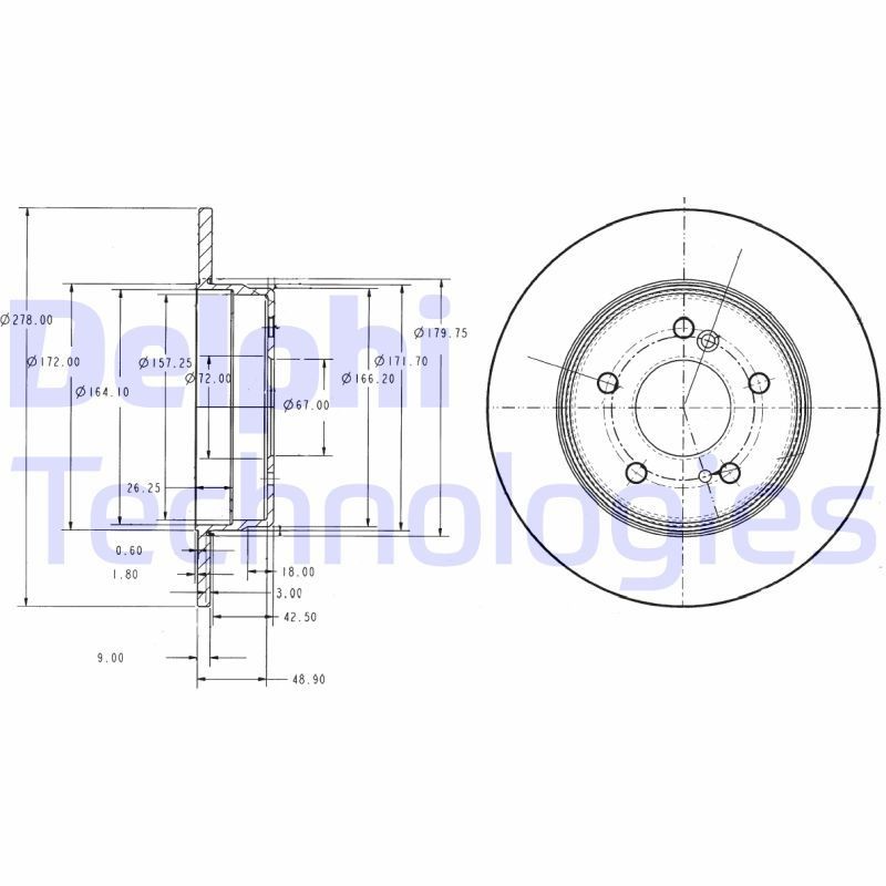 DELPHI BG3326: Piduriketas Ø: 278mm, täis, Ø: 278mm