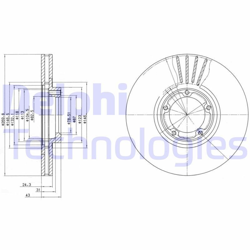 DELPHI BG3366: Bremseskive Ø: 270mm, ventilert, Ø: 270mm, oljet