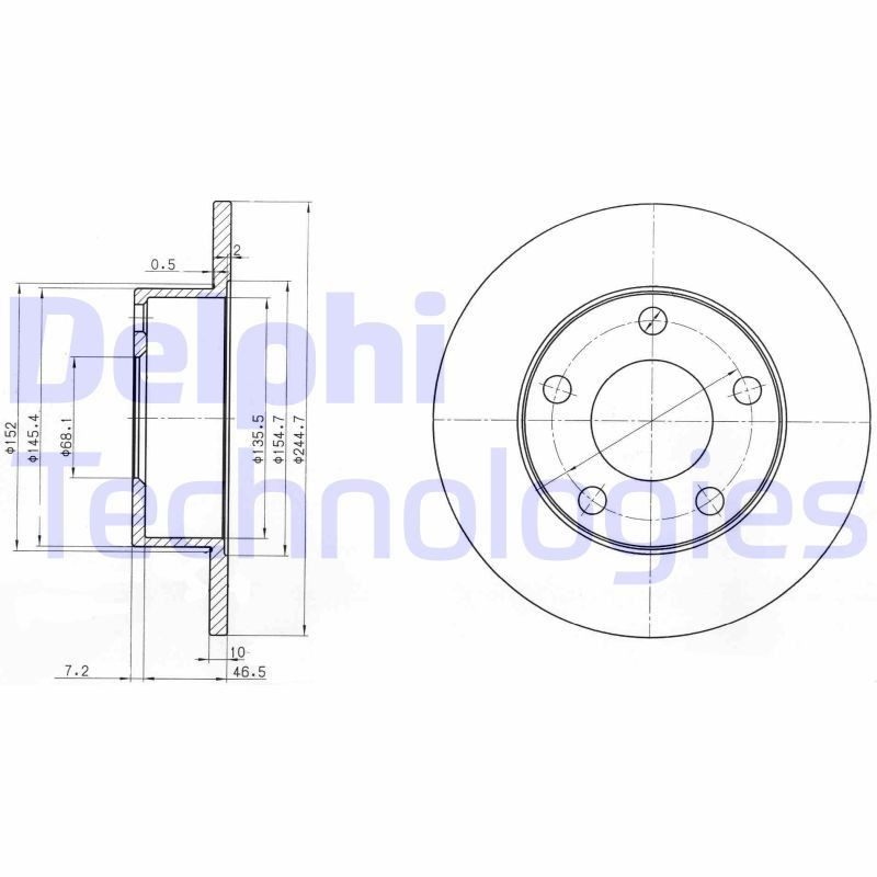 DELPHI BG3382: Piduriketas Ø: 245mm, täis, Ø: 245mm, õlitatud