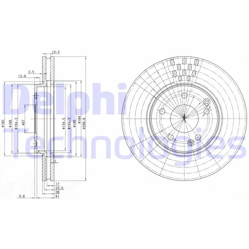 DELPHI BG3396: Piduriketas Ø: 300mm, õhutusega, Ø: 300mm, õlitatud