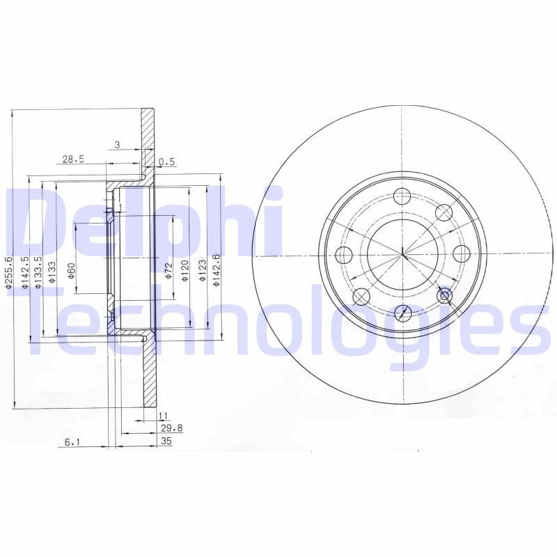DELPHI BG3402: Piduriketas Ø: 256mm, täis, Ø: 256mm, õlitatud