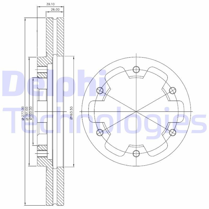 DELPHI BG3422: Piduriketas Ø: 277mm, õhutusega, Ø: 277mm, õlitatud