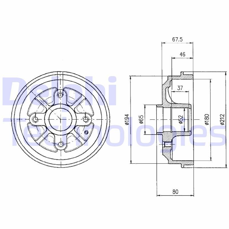 DELPHI BF324: Tambor de freno 212mm