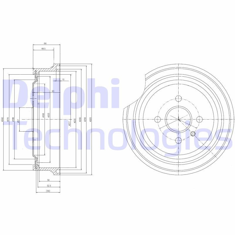 DELPHI BF367: Stabdžių būgnas 250mm