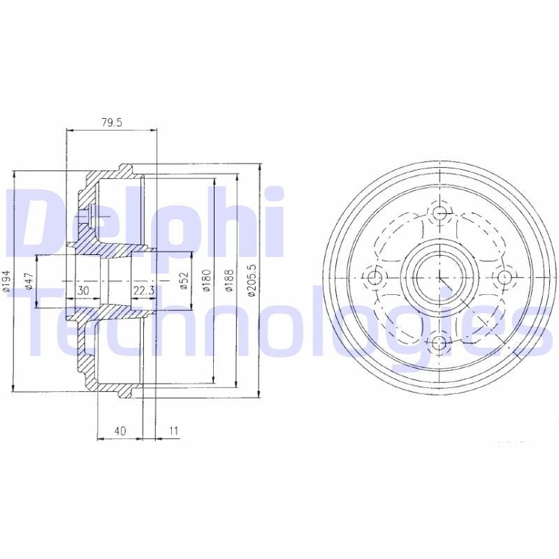 DELPHI BF400: Piduritrummel 206mm