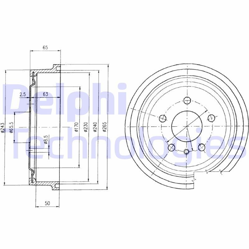 DELPHI BF403: Bremsetrommel 265mm