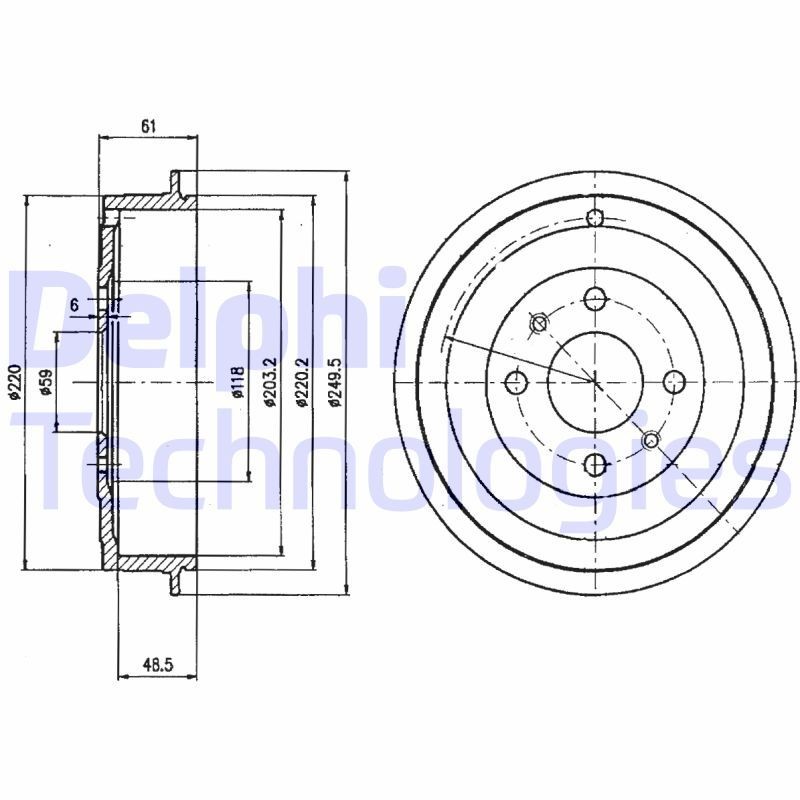 DELPHI BF413: Piduritrummel 250mm