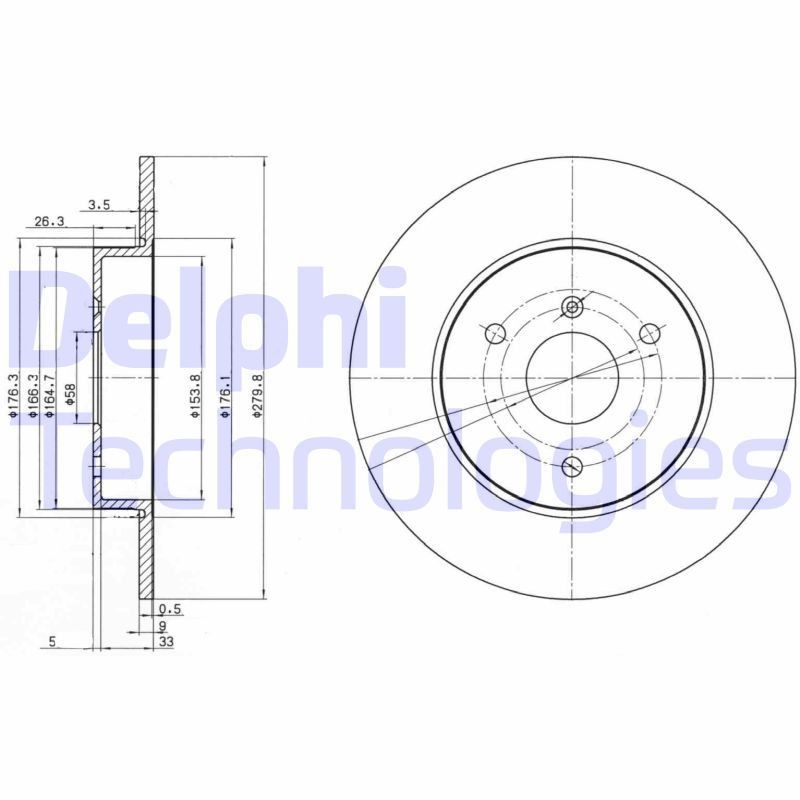 DELPHI BG3526: Piduriketas Ø: 280mm, täis, Ø: 280mm, õlitatud