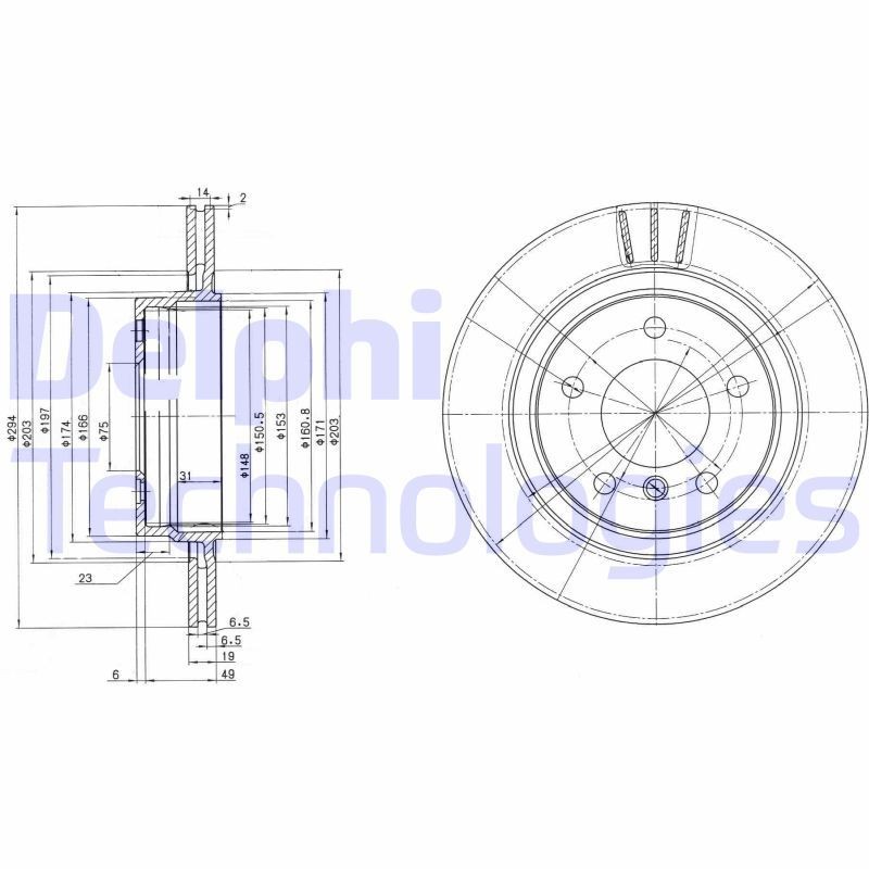 DELPHI BG3530: Piduriketas Ø: 294mm, õhutusega, Ø: 294mm