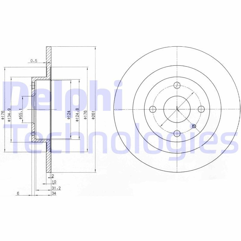 DELPHI BG3556: Piduriketas Ø: 260mm, täis, Ø: 260mm, õlitatud