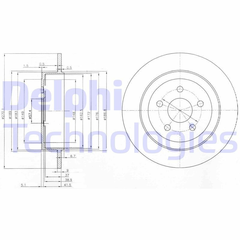 DELPHI BG3593: Piduriketas Ø: 270mm, täis, Ø: 270mm, õlitatud