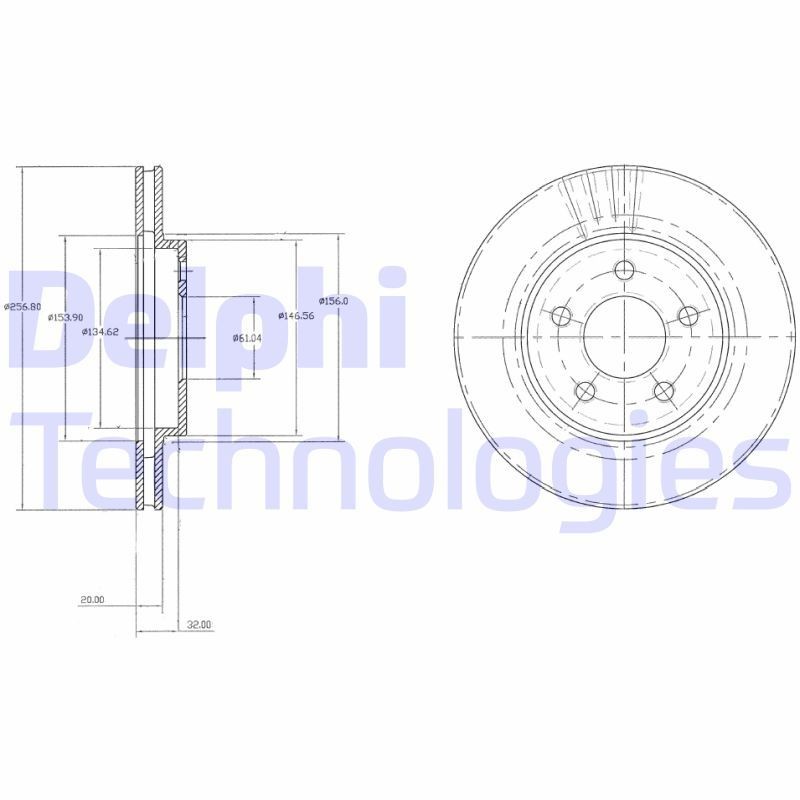 DELPHI BG3594: Piduriketas Ø: 257mm, õhutusega, Ø: 257mm, õlitatud