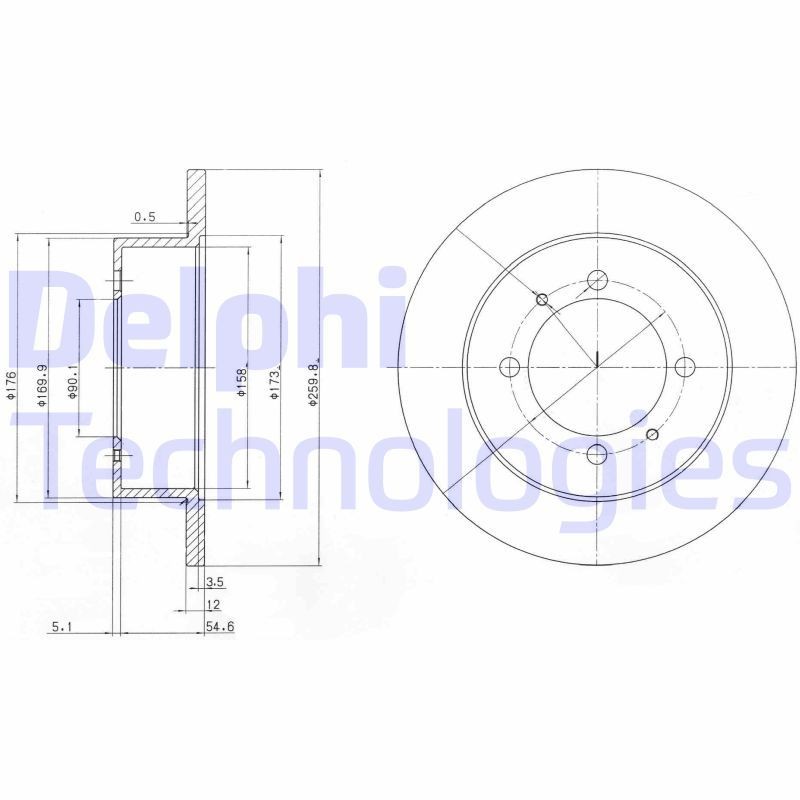 DELPHI BG3609: Piduriketas Ø: 260mm, täis, Ø: 260mm, õlitatud