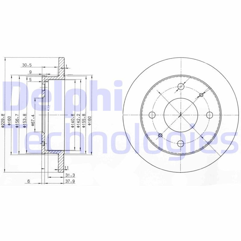 DELPHI BG3618: Bremseskive Ø: 230mm, fuldstændigt, Ø: 230mm, olieret