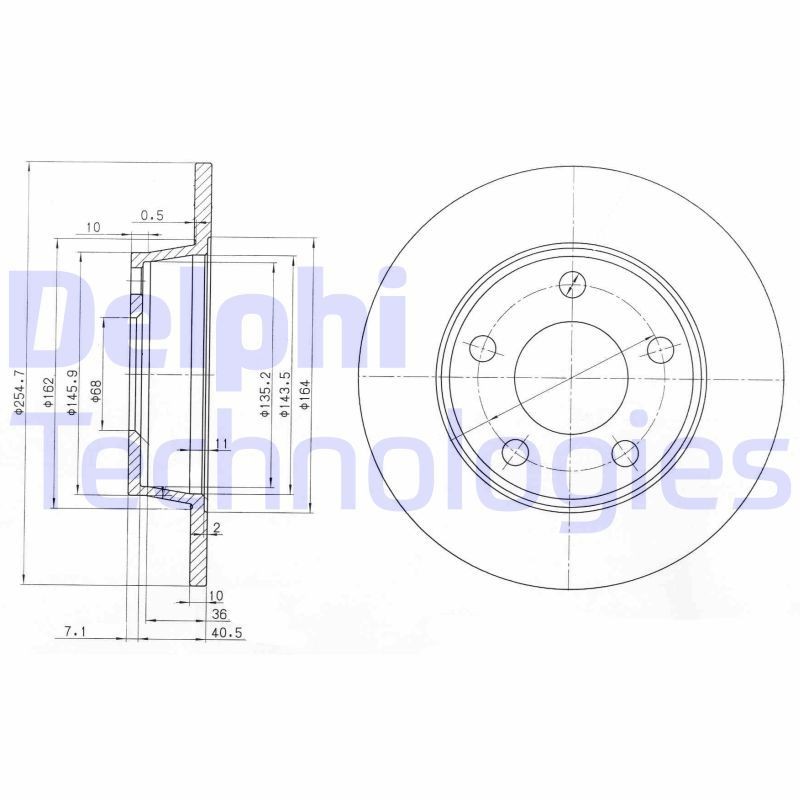 DELPHI BG3671: Piduriketas Ø: 255mm, täis, Ø: 255mm, õlitatud