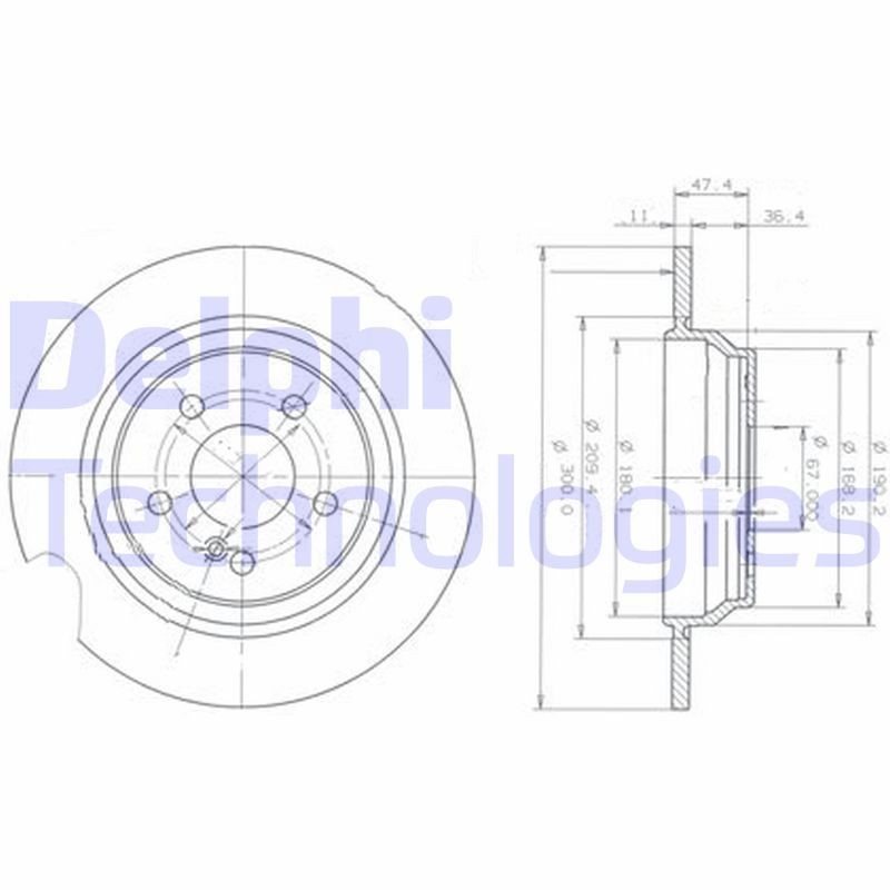 DELPHI BG3725: Piduriketas Ø: 300mm, täis, Ø: 300mm, õlitatud
