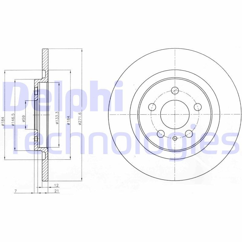 DELPHI BG3741: Piduriketas Ø: 272mm, täis, Ø: 272mm, õlitatud