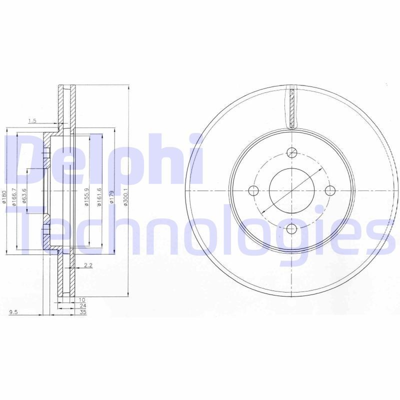 DELPHI BG3742: Piduriketas Ø: 300mm, õhutusega, Ø: 300mm, õlitatud