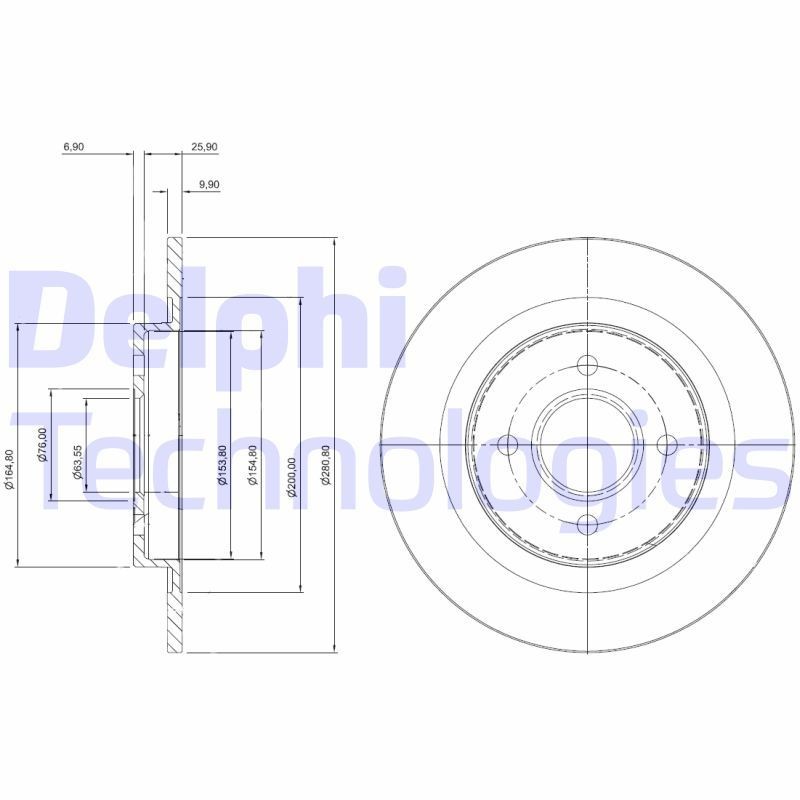 DELPHI BG3743: Piduriketas Ø: 280mm, täis, Ø: 280mm, õlitatud