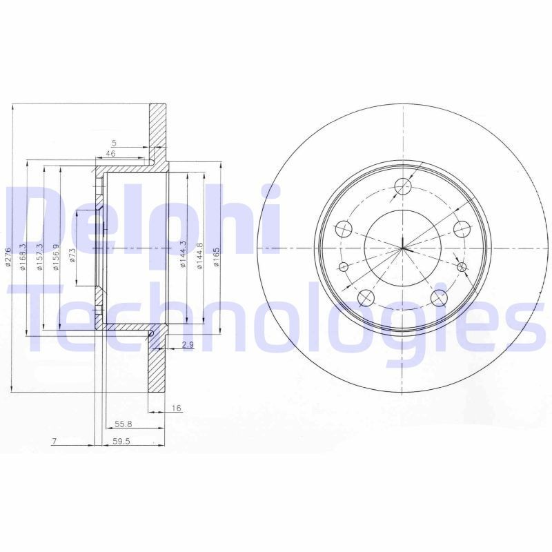 DELPHI BG3751: Piduriketas Ø: 276mm, täis, Ø: 276mm, õlitatud