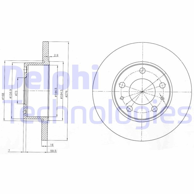 DELPHI BG3753: Piduriketas Ø: 276mm, täis, Ø: 276mm, õlitatud, koos ABS-andurirõngaga