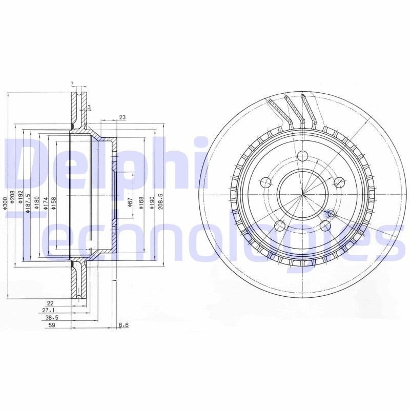 DELPHI BG3758: Piduriketas Ø: 300mm, õhutusega, Ø: 300mm, õlitatud