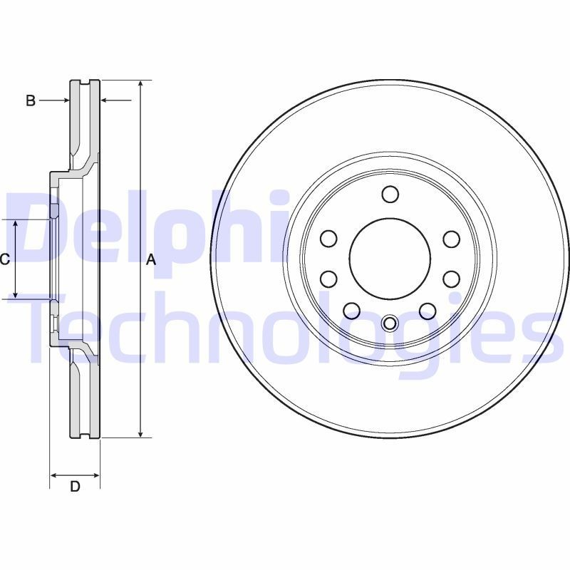 DELPHI BG3770: Piduriketas Ø: 308mm, õhutusega, Ø: 308mm