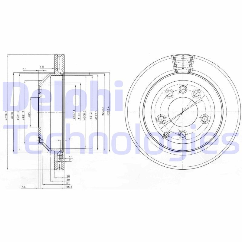 DELPHI BG3775: Piduriketas Ø: 330mm, õhutusega, Ø: 330mm