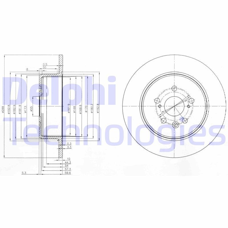 DELPHI BG3777: Stabdžių diskas Ø: 288mm, visiškai, Ø: 288mm, padengta alyva