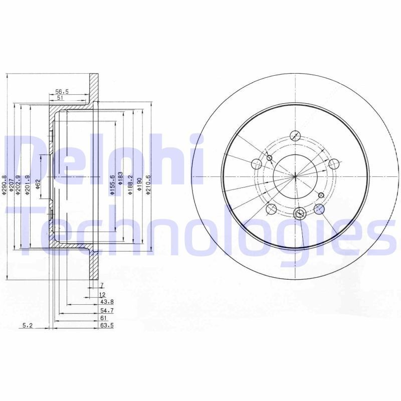 DELPHI BG3779: Piduriketas Ø: 291mm, täis, Ø: 291mm, õlitatud