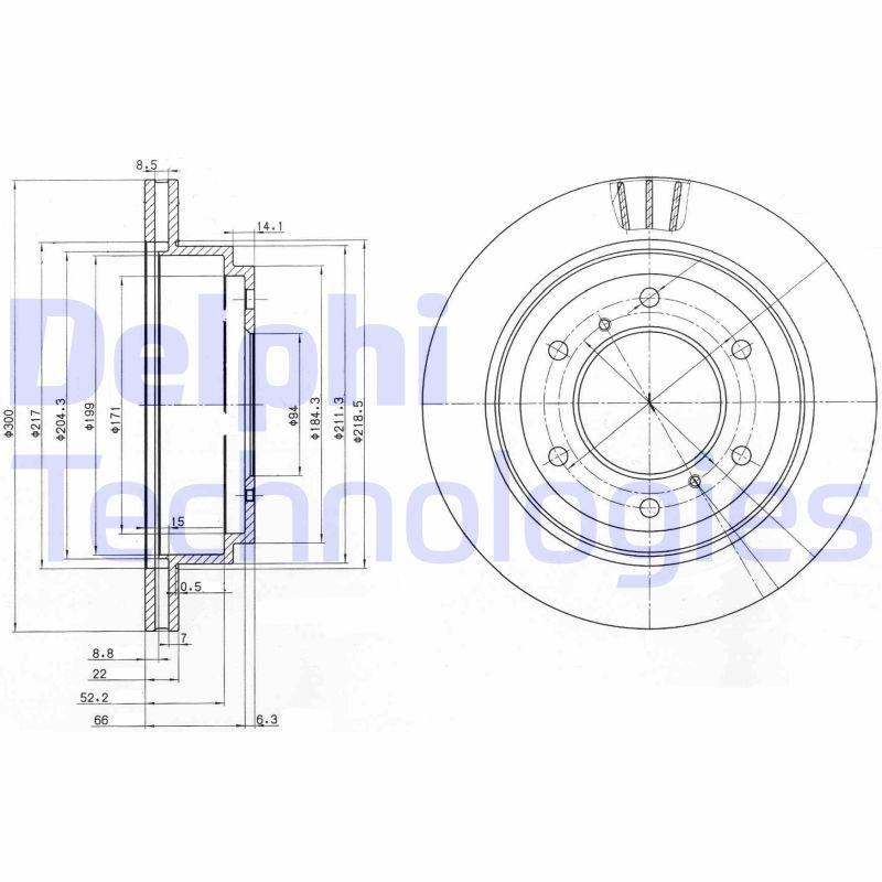 DELPHI BG3813: Piduriketas Ø: 300mm, õhutusega, Ø: 300mm, õlitatud