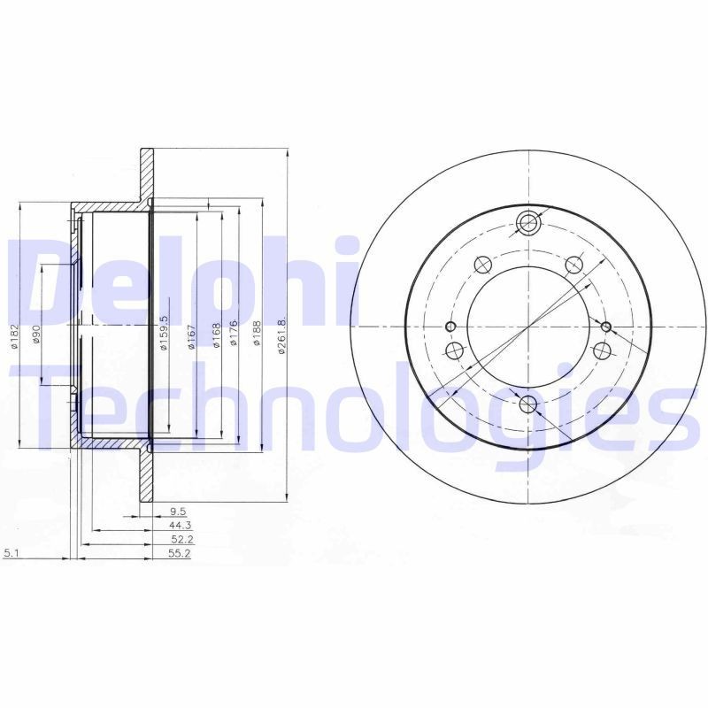 DELPHI BG3815: Piduriketas Ø: 262mm, täis, Ø: 262mm, õlitatud
